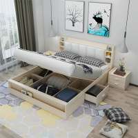 factory direct sell wholesale bedroom furniture king single queen size grey gas lift storage bed