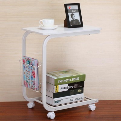 White Portable Computer Desk Reading Side Table Storage Coffee Tables