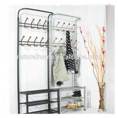 Home furniture metal hat stands coat hanger stand with shoe rack space saver