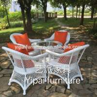 Outdoor balcony leisure table and chair white rattan chair tea table three or five sets of outdoor patio courtyard rattan woven